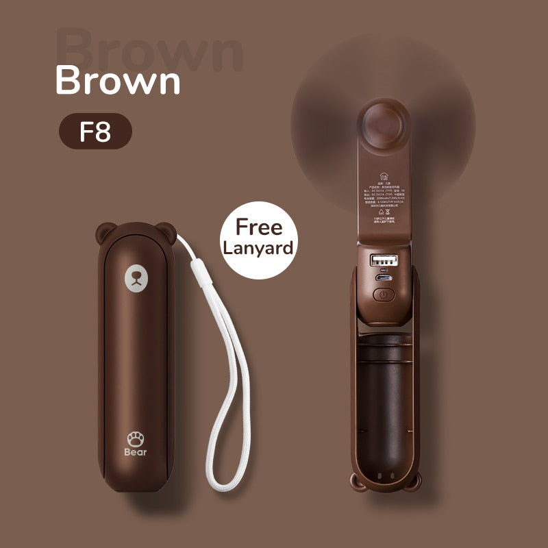 JISULIFE Bear Fan 3-in-1 Portable USB Rechargeable Handheld Fan w/ Power Bank & Flashlight eprolo