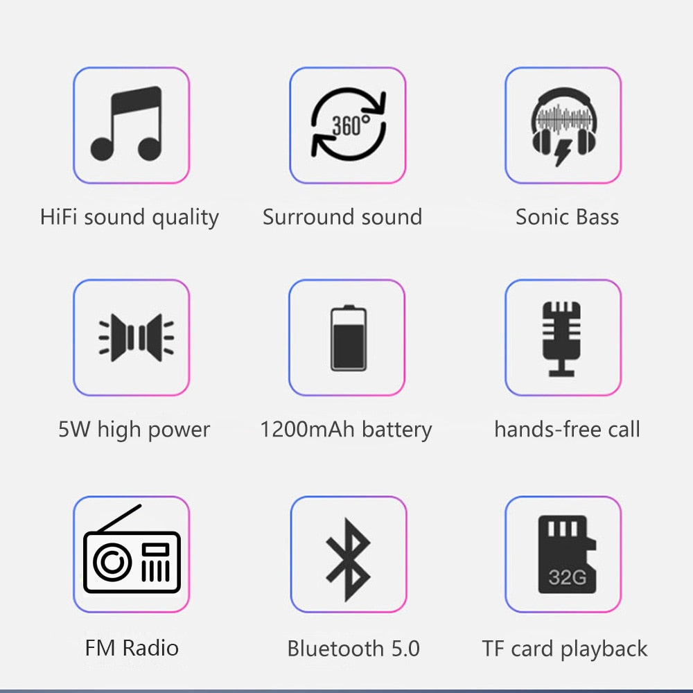 H@F HF-F216 Portable Bluetooth Speaker 5W Wireless Bass FM Radio Phone Holder eprolo