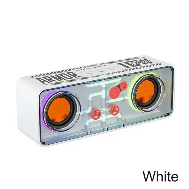 Cyberpunk Mecha Bluetooth Speaker | Transparent Dual Horn with LED Lights & Bass eprolo