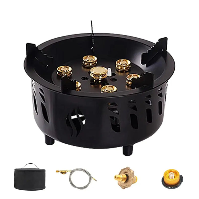 Outdoor Windproof Camping Stove, 7-Core Gas Burner with Carrying Bag eprolo
