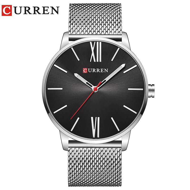 CURREN 8235 Men's Quartz Watch, Stainless Steel Mesh Strap, 44mm eprolo