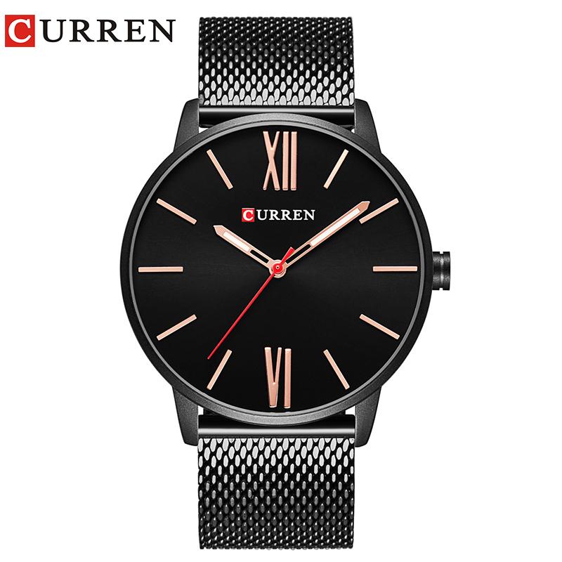 CURREN 8235 Men's Quartz Watch, Stainless Steel Mesh Strap, 44mm eprolo