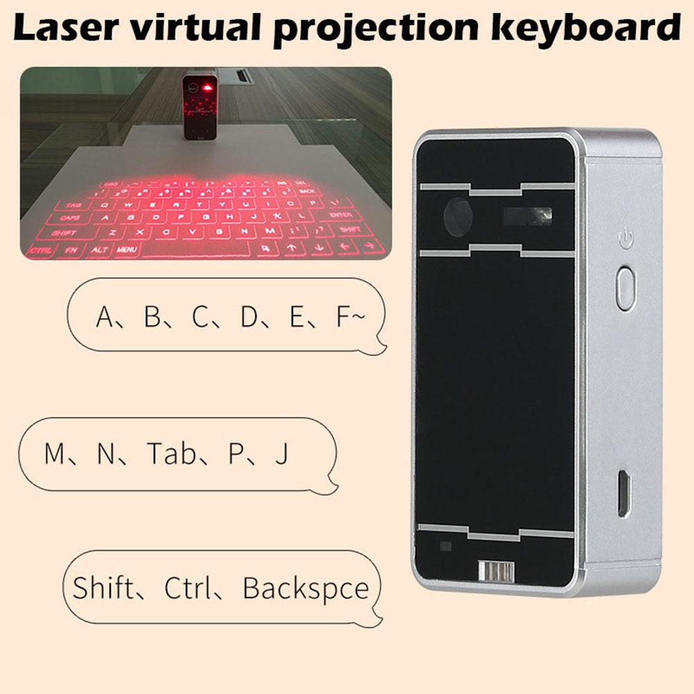Travor Laser Projection Virtual Keyboard – Portable Bluetooth Keyboard for Smartphone, PC, Tablet, Laptop eprolo