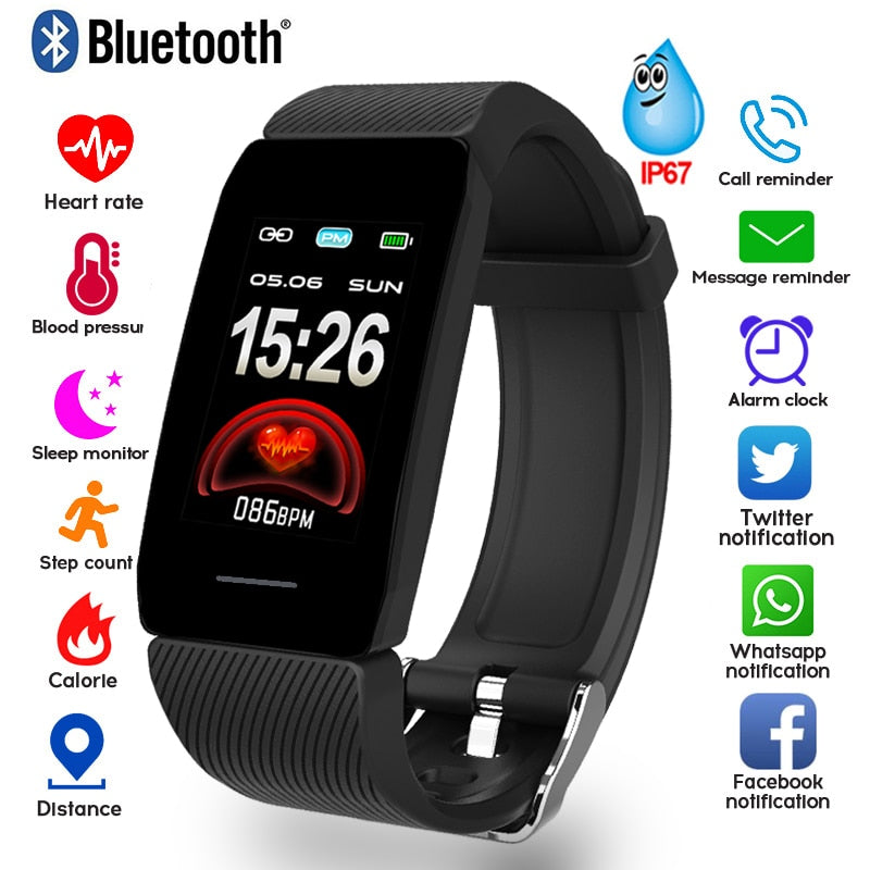 1.14in Smart Bracelet w/ Weather Display, Blood Pressure & Heart Rate Monitor, Fitness Tracker eprolo
