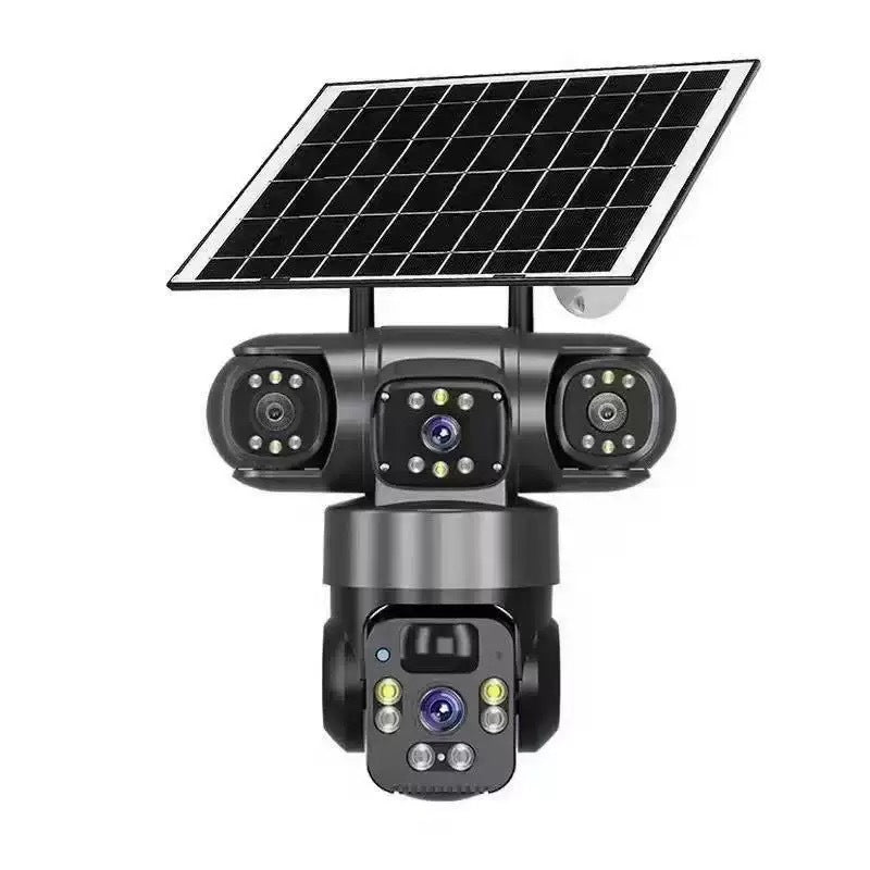 V380 360-Degree 3-Lens WiFi/4G Solar Security Camera with AI Detection, Night Vision, 3-Screen Monitoring eprolo