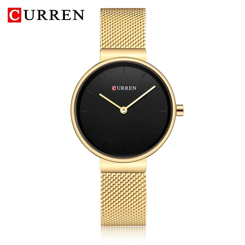 CURREN 9016 Ladies Quartz Watch Stainless Steel Mesh Analog Wristwatch eprolo