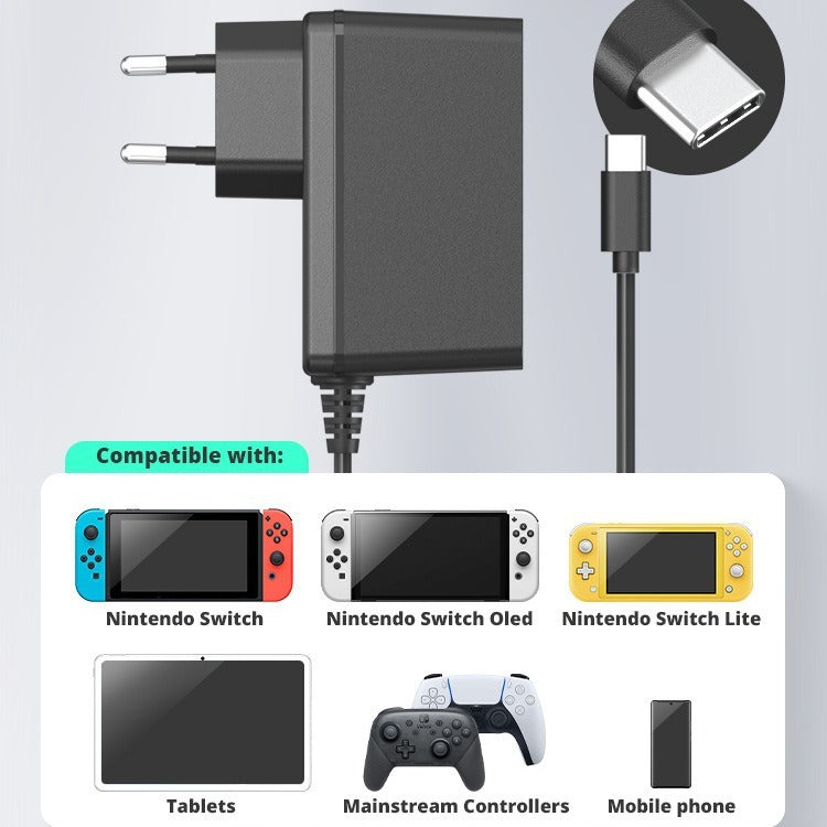 NS Switch Fast Charger Plug 15V PD3.0 with 1.5m Type-C Cable for TV Mode eprolo