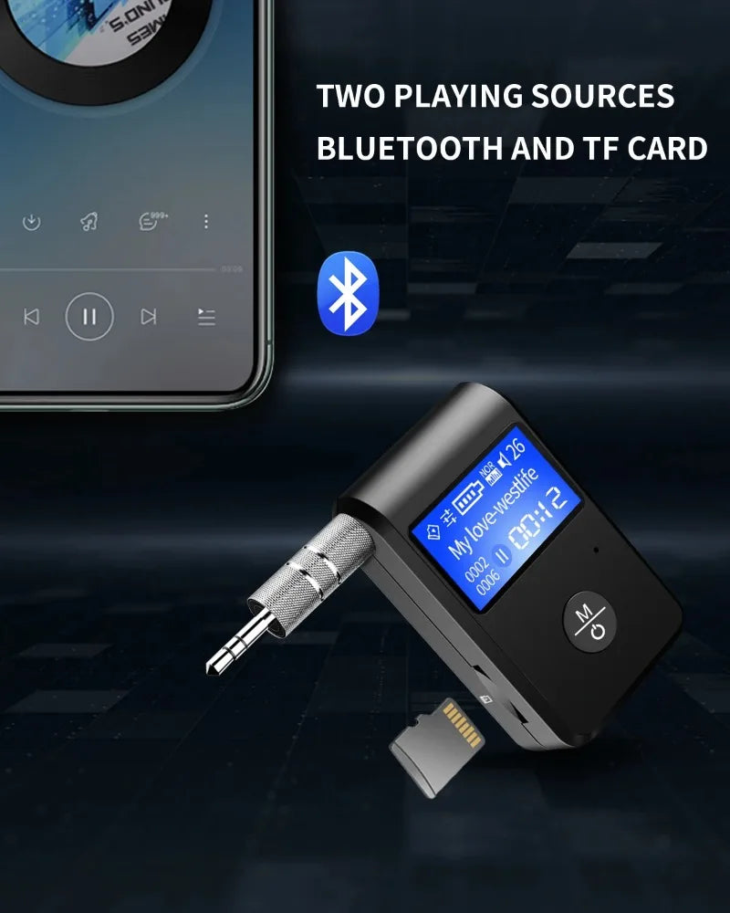 BT‑6 PRO Car & Home Bluetooth 5.0 Adapter AUX Receiver LCD Display eprolo