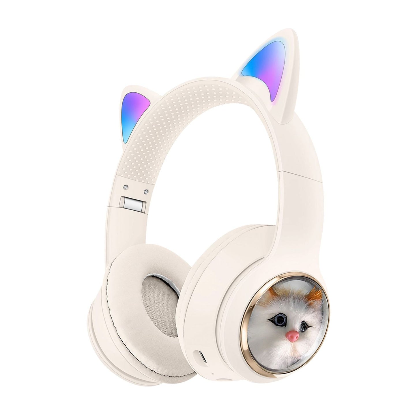 AKZ-09 Cat Face Ear Bluetooth Headphones Foldable LED Lights Stereo Sound eprolo