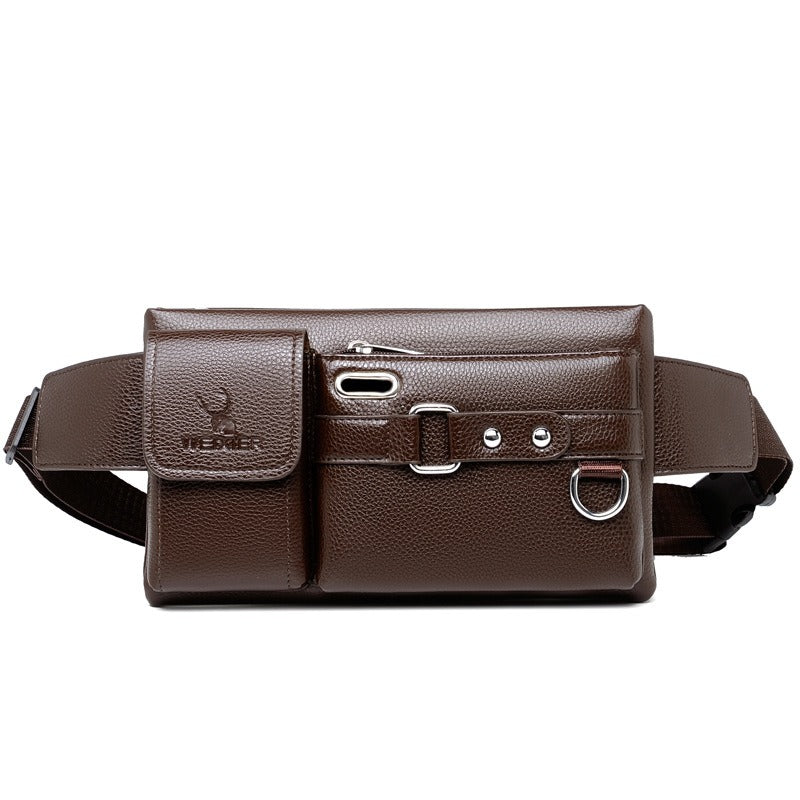 WEIXIER Men’s PU Leather Bag Large‑Capacity Outdoor Waist & Crossbody Bag eprolo