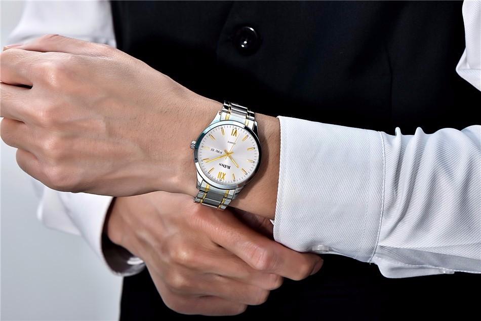 BIDEN 0032 Luxury Men's Quartz Watch Stainless Steel Strap Water Resistant Business eprolo