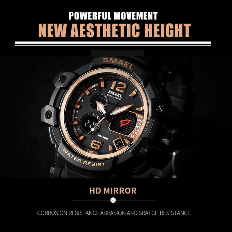 SMAEL 1509 Men's Military Sport Watch Waterproof Digital Quartz Wristwatch eprolo