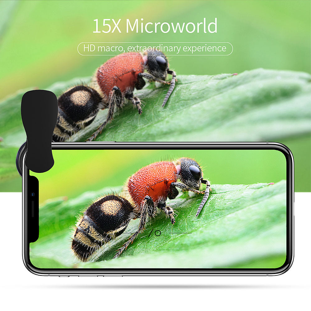 ESSAGER 4K Wide Angle & 15X Macro Lens for iPhone Huawei Samsung - 0.6X Distortion-Free HD Mobile Camera Lens eprolo