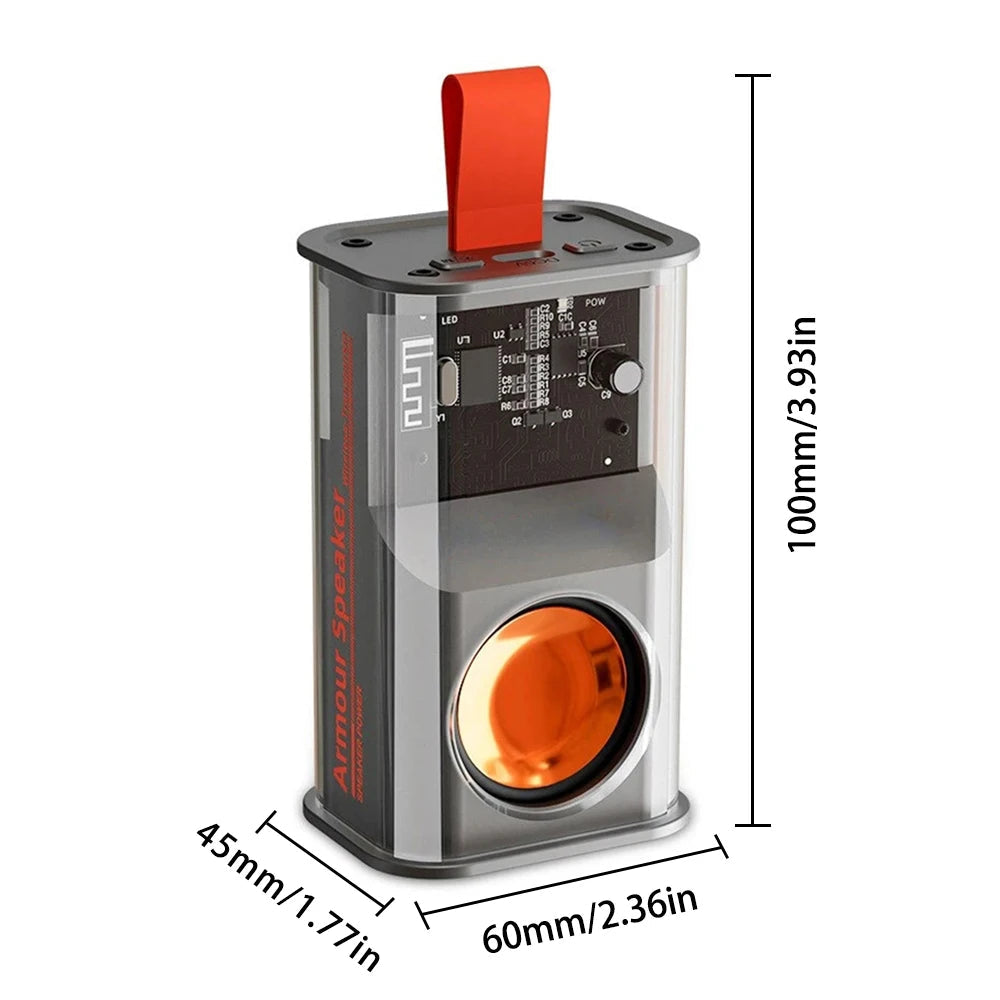A36 Wireless Bluetooth Speaker LED TWS Subwoofer Transparent Cyberpunk Design eprolo
