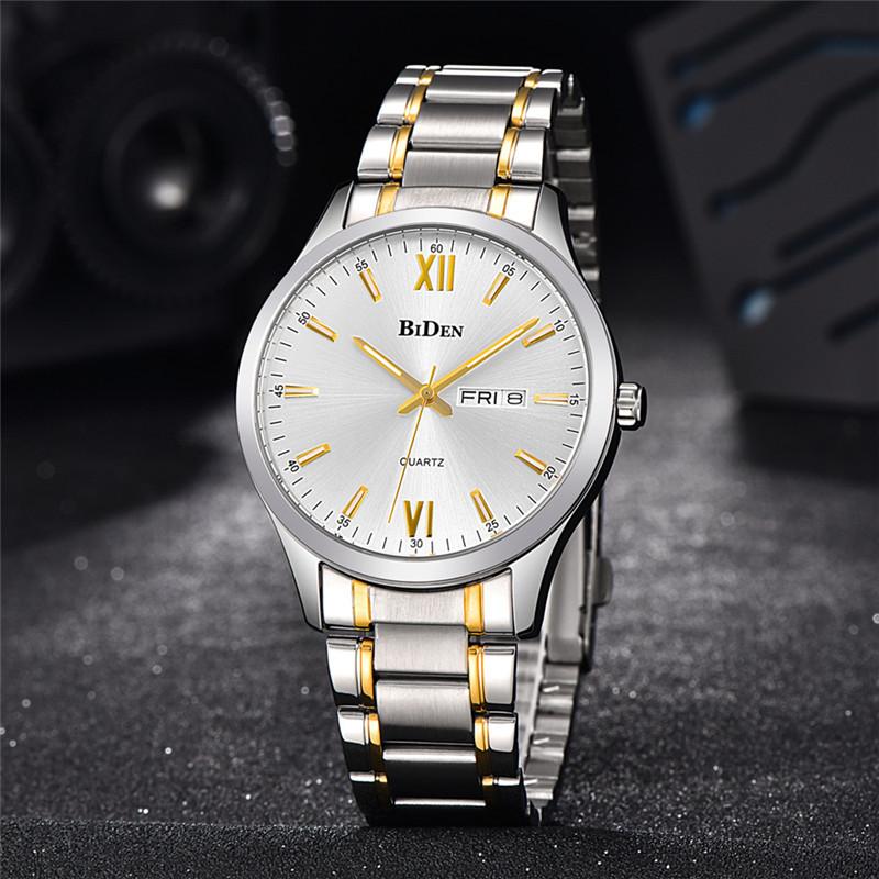 BIDEN 0032 Luxury Men's Quartz Watch Stainless Steel Strap Water Resistant Business eprolo