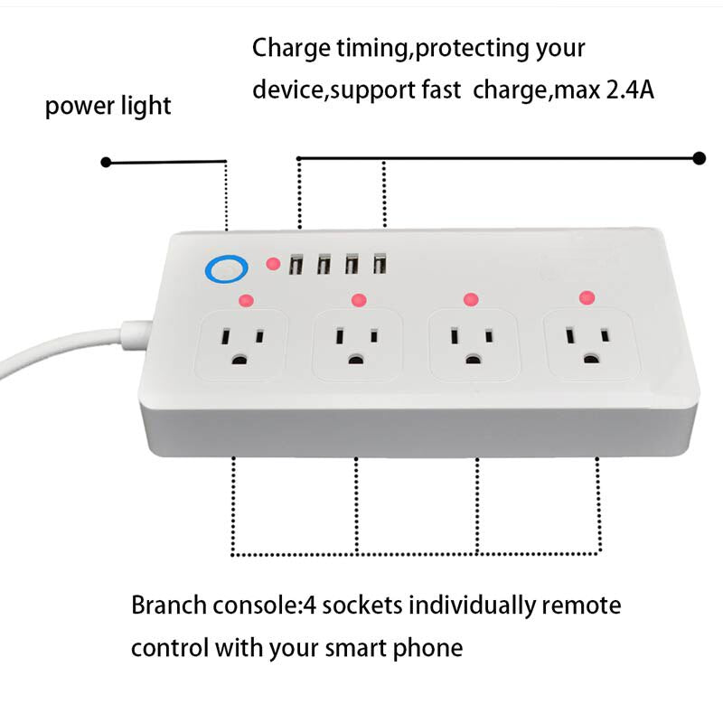 UseeLink Tuya WiFi Smart Power Strip – 4 Smart Outlets + 4 USB eprolo