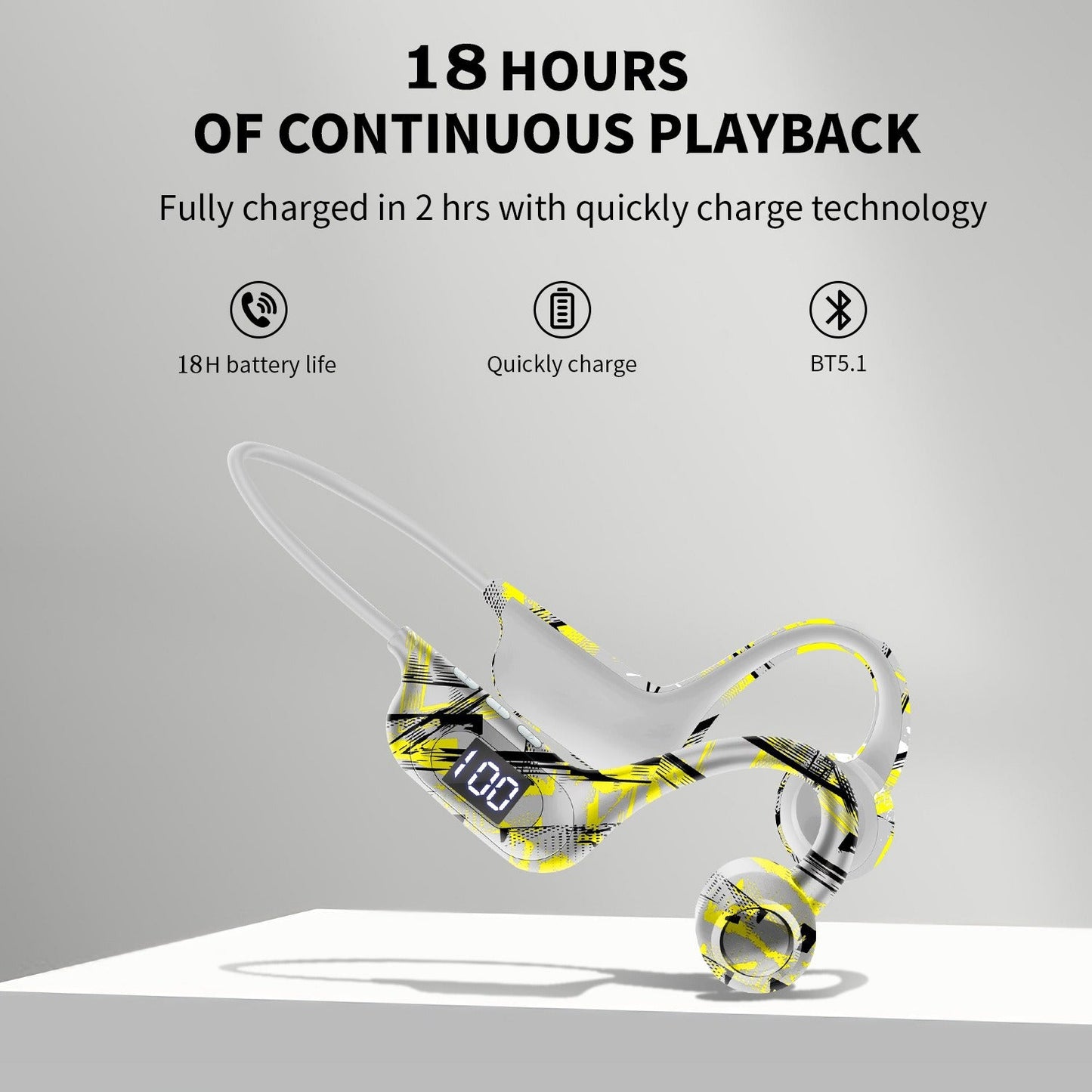 AKZ-G9 Bone Conduction Wireless Bluetooth Earphones w/ 18H Playback & TF Card eprolo