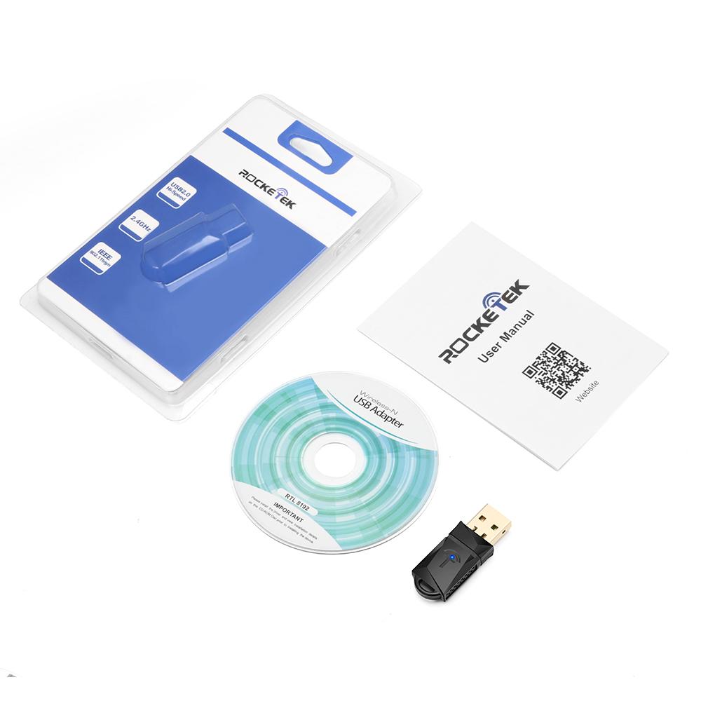 Rocketek 300 Mbps USB Wi‑Fi Adapter 2.4 GHz 802.11n/g/b Driver‑Packed eprolo