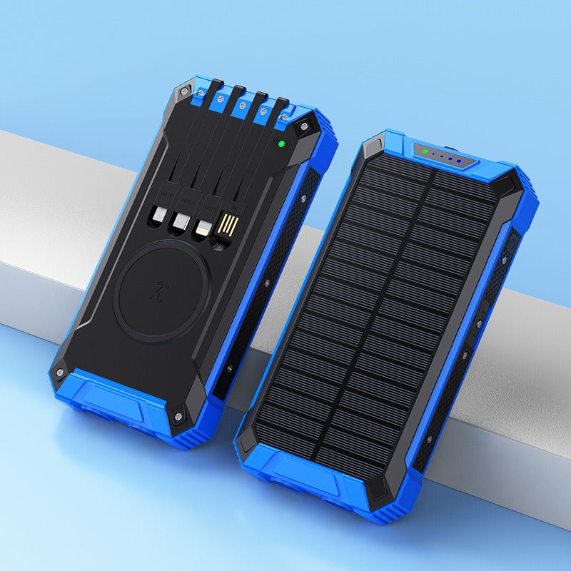 F-S221 20000mAh Solar Power Bank Fast Wireless Charging w/ LED & Built-in Cables eprolo
