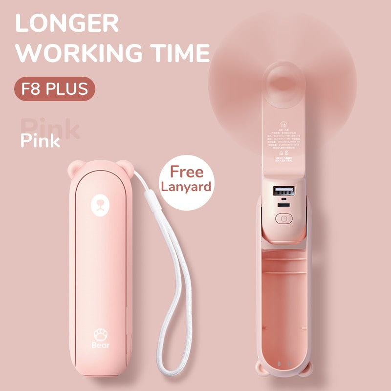 JISULIFE Bear Fan 3-in-1 Portable USB Rechargeable Handheld Fan w/ Power Bank & Flashlight eprolo