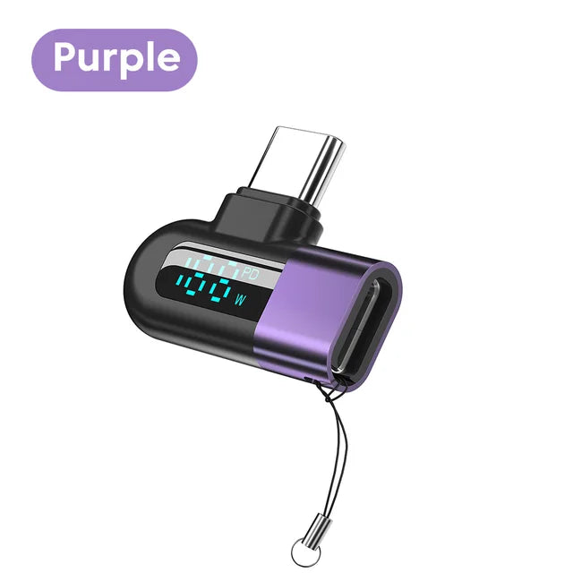 Type-C OTG Elbow Adapter w/ 120W Fast Charging, 6A Digital Display, USB 2.0, 480Mbps Data Transfer eprolo