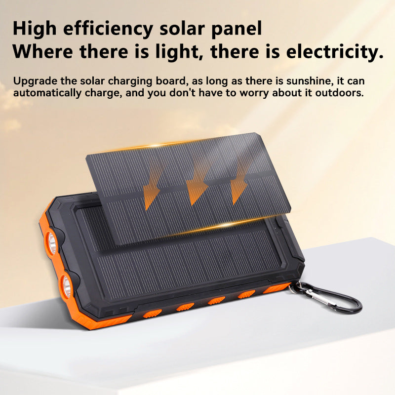 Ultra Thin 20000mAh Solar Power Bank Waterproof Dual LED Flashlights Compass eprolo