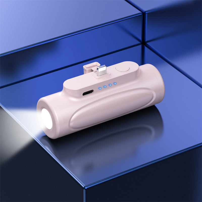 5000mAh Mini Power Bank Flashlight Outdoor Portable Fast Charging Black/Pink eprolo