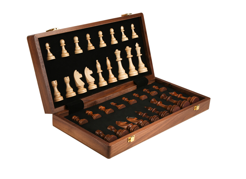 High-End Solid Wood Folding Chess Set for Competition & Learning eprolo