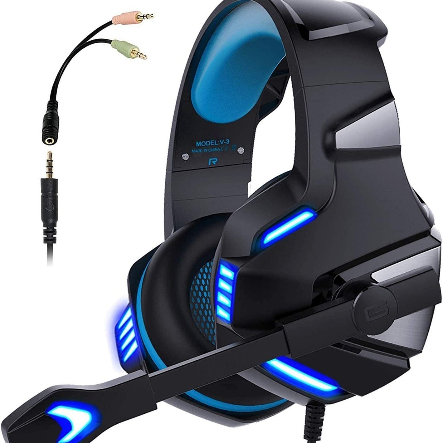 V3 Wired Gaming Headset with RGB Lights, Noise-Cancelling Mic, USB/3.5mm eprolo