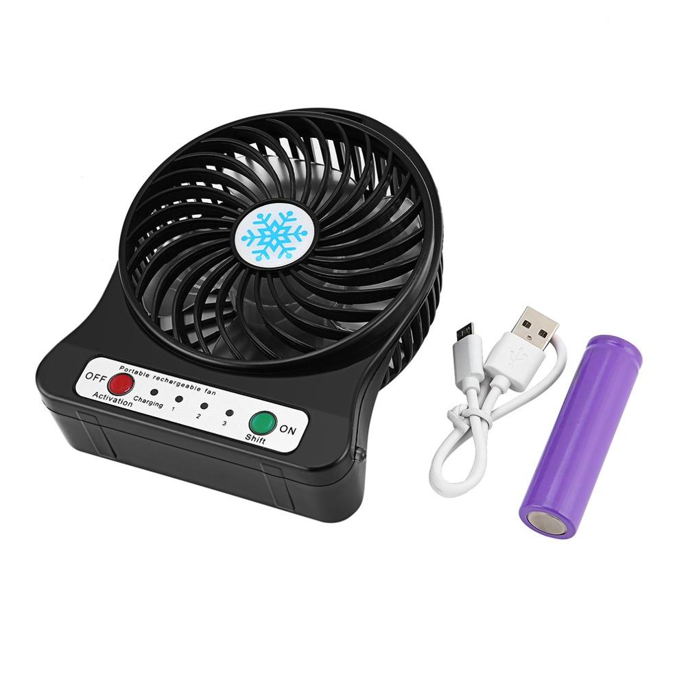 Mini Portable USB Rechargeable Fan - 4-inch 3 Speed Modes, LED Light, Desktop Cooler for Home, Office, Student eprolo