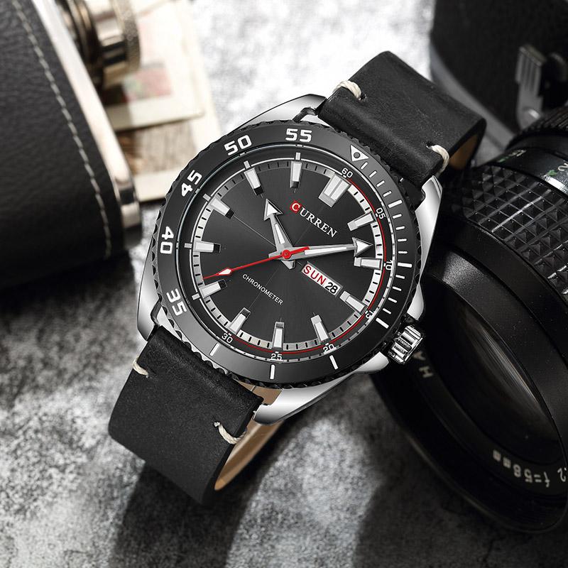 CURREN Luxury Men's Leather Quartz Watch - 45mm Dial, Japan Movement, Water Resistant eprolo