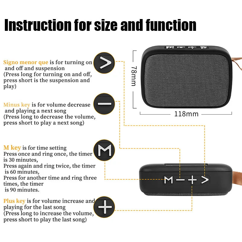 Portable Bluetooth Speaker with 3D Stereo Sound, 126 Natural Sounds, HiFi Bass, Noise Reduction, 16GB Memory eprolo