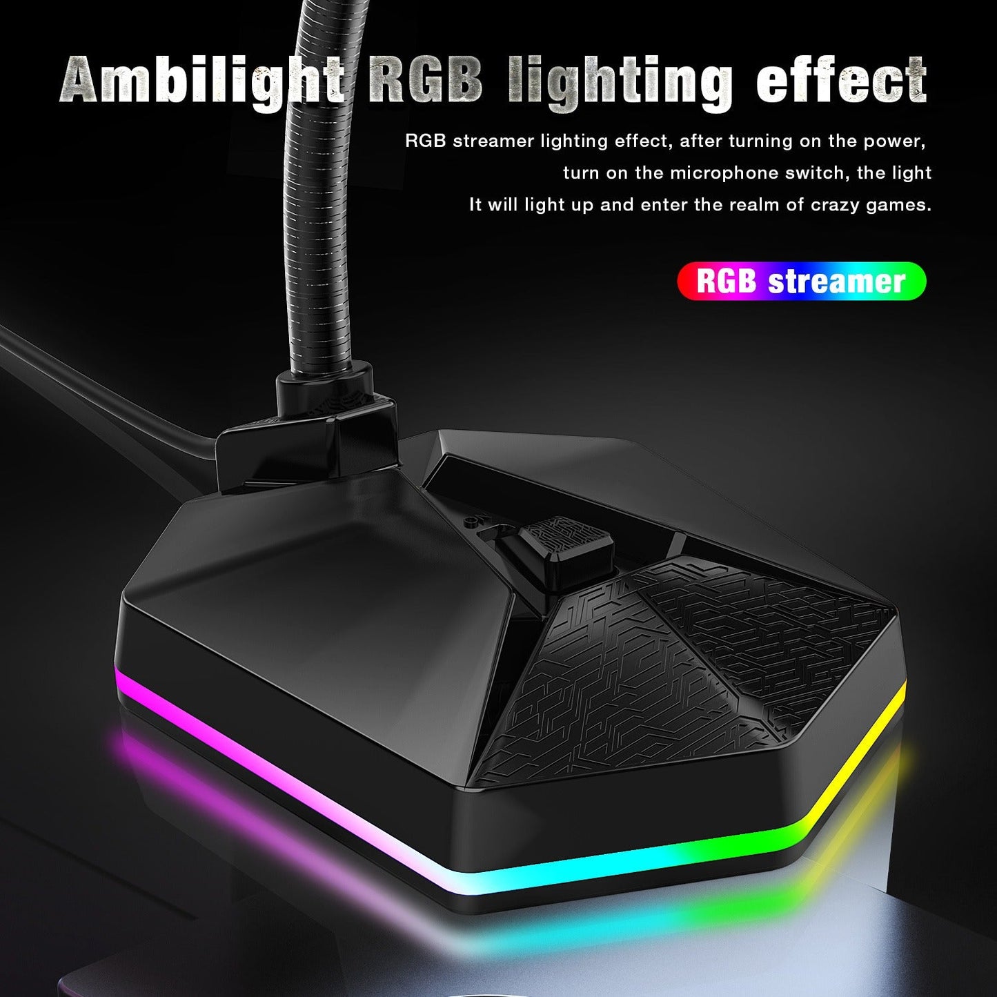 360° Omnidirectional USB Gaming Microphone with RGB Streamer, Noise Cancelling, Metal Gooseneck eprolo