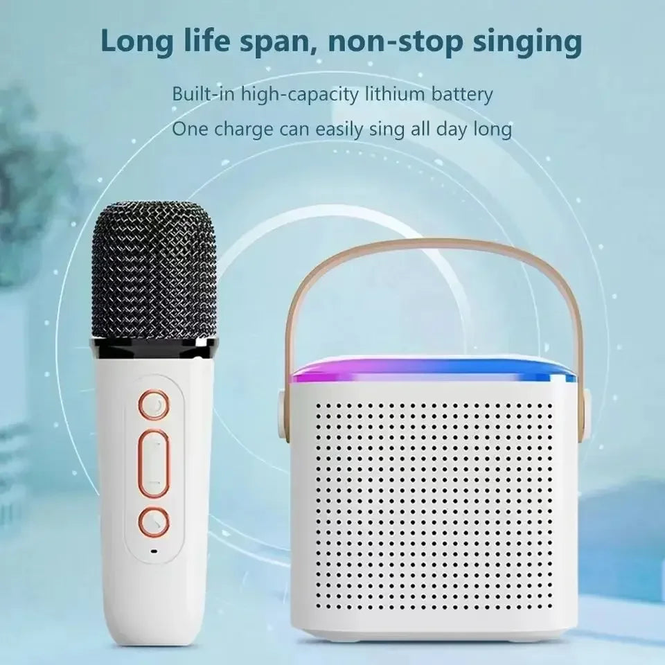 Y1 Mini Bluetooth Karaoke Speaker with Wireless Mic & LED Lights TF Card AUX eprolo