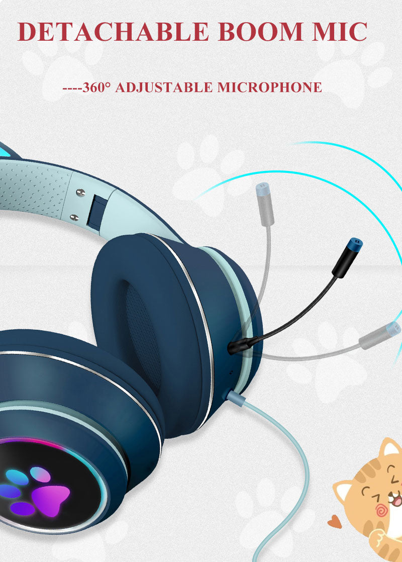 AKZ-022 RGB Cat Ear Gaming Headset Wired 7.1 Stereo LED Mic 3.5mm & USB eprolo
