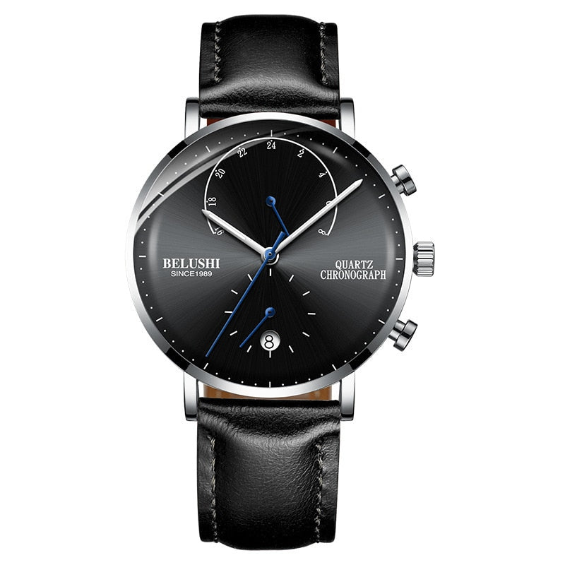 Belushi 537 Quartz Chronograph Men's Watch - Waterproof, Luminous, Leather/Stainless Steel Strap eprolo