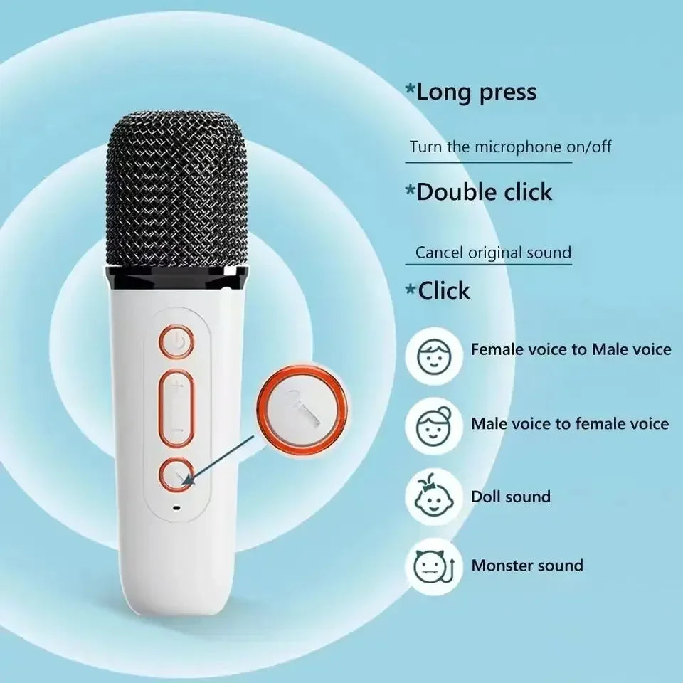 Y1 Mini Bluetooth Karaoke Speaker with Wireless Mic & LED Lights TF Card AUX eprolo