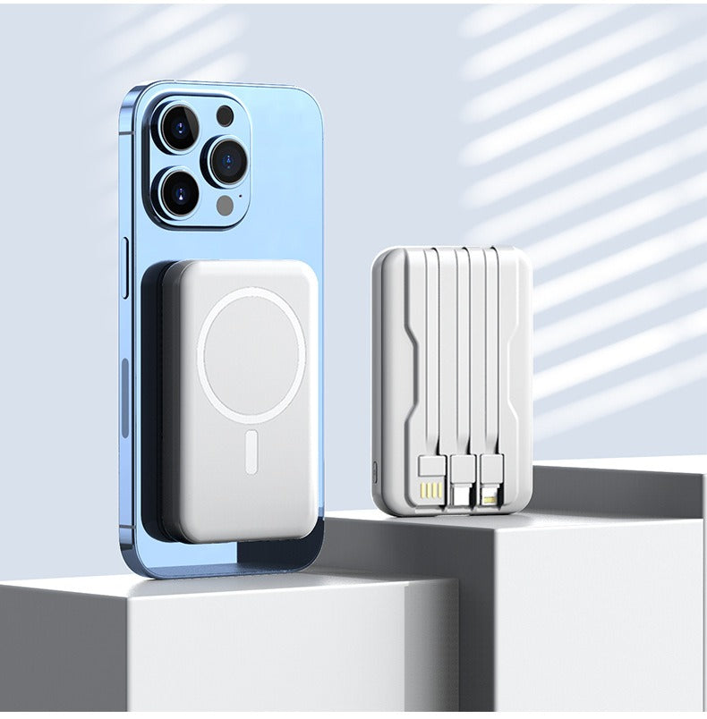 MagSafe Magnetic Wireless Power Bank 10000mAh Mini Fast Charger Built-in Cables eprolo