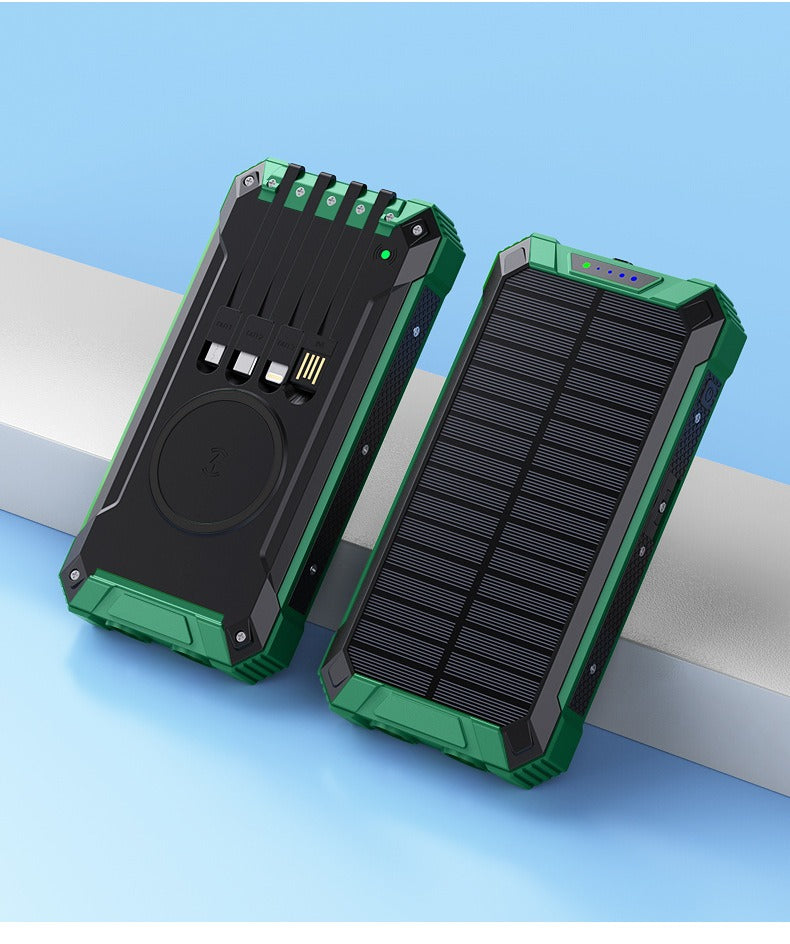 F-S221 20000mAh Solar Power Bank Fast Wireless Charging w/ LED & Built-in Cables eprolo
