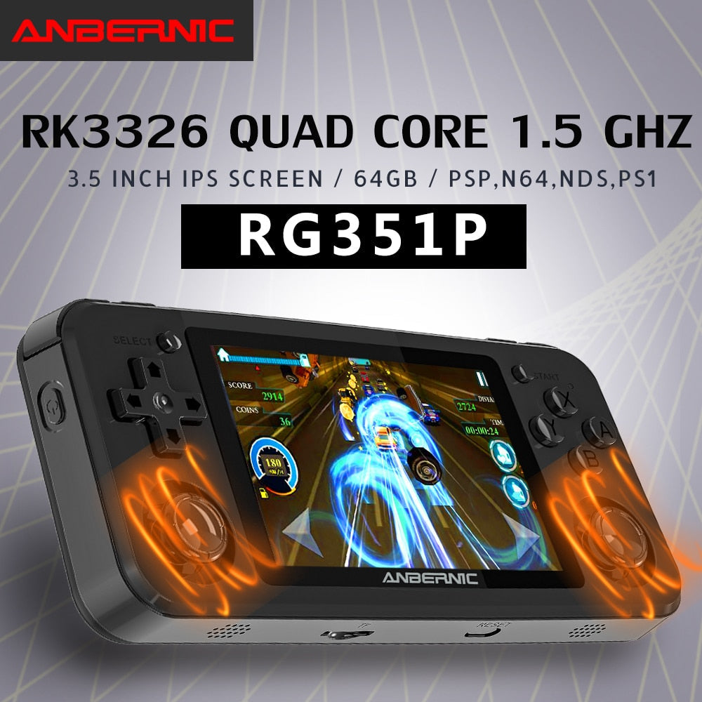 ANBERNIC RG351P Retro Game Console - 64GB Preloaded, 3.5" IPS Screen, Portable Handheld eprolo
