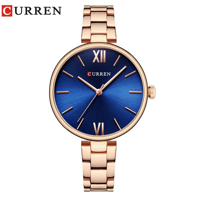CURREN 9017 Women's Watch Quartz Fashion Stainless Steel Strap Casual Female Clock