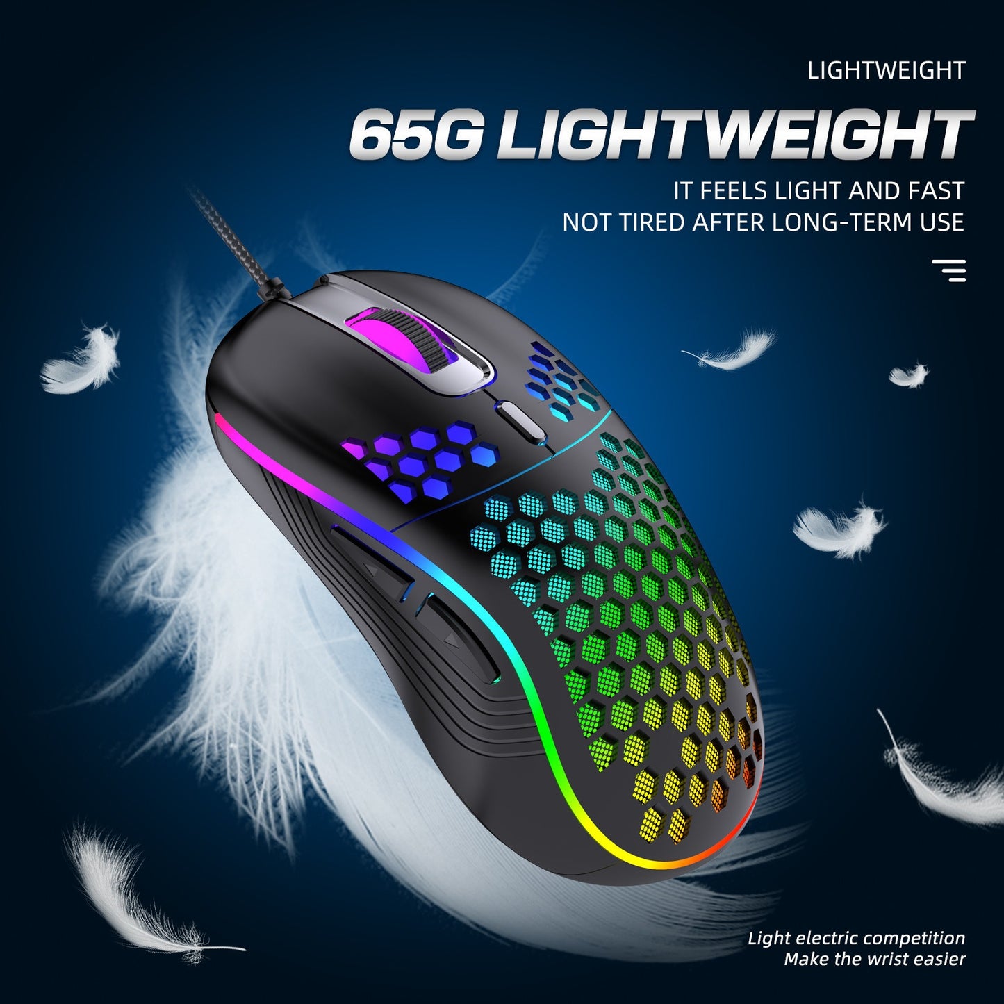 Honeycomb Lightweight Gaming Mouse 12000DPI RGB Wired Ergonomic Esports
