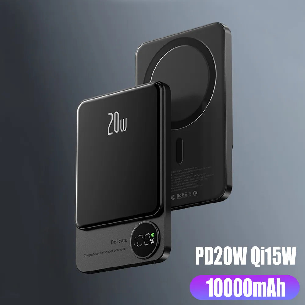 Q9 2-in-1 Magnetic Power Bank Charger 10000mAh MagSafe PD20W Wireless 15W Fast Charging eprolo
