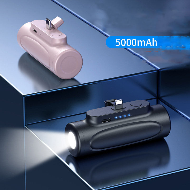 5000mAh Mini Power Bank Flashlight Outdoor Portable Fast Charging Black/Pink eprolo