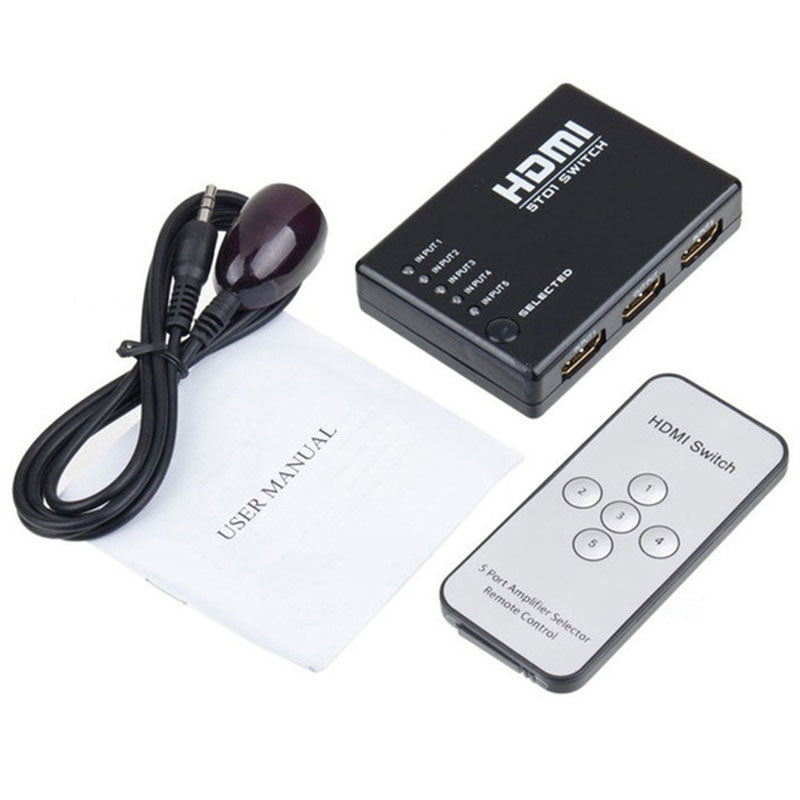 Mini 5-Port HDMI Switch Switcher 1080P with IR Remote for HDTV PS3 DVD eprolo