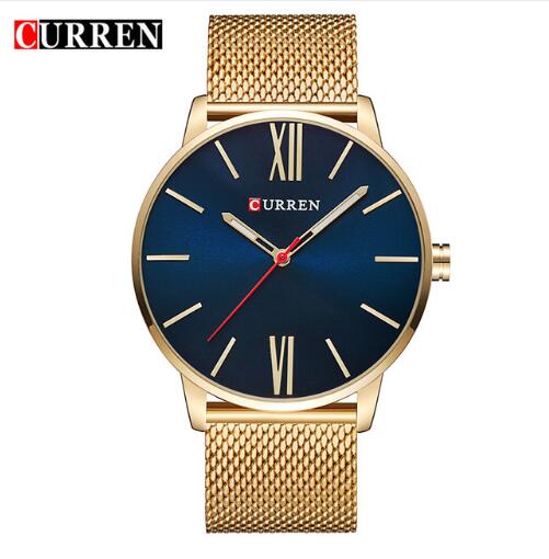 CURREN 8235 Men's Quartz Watch, Stainless Steel Mesh Strap, 44mm eprolo