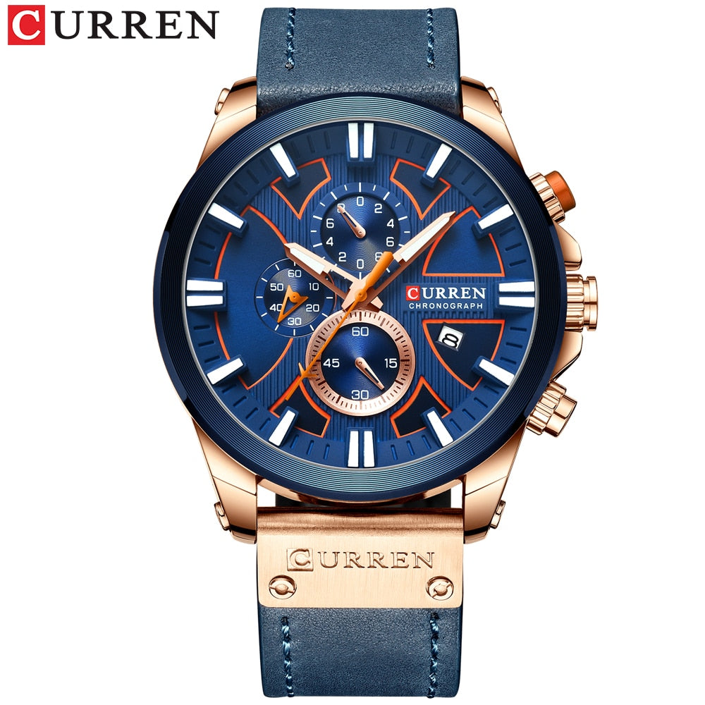 CURREN 8346 Chronograph Men's Watch - Sport Quartz Leather Strap Waterproof eprolo
