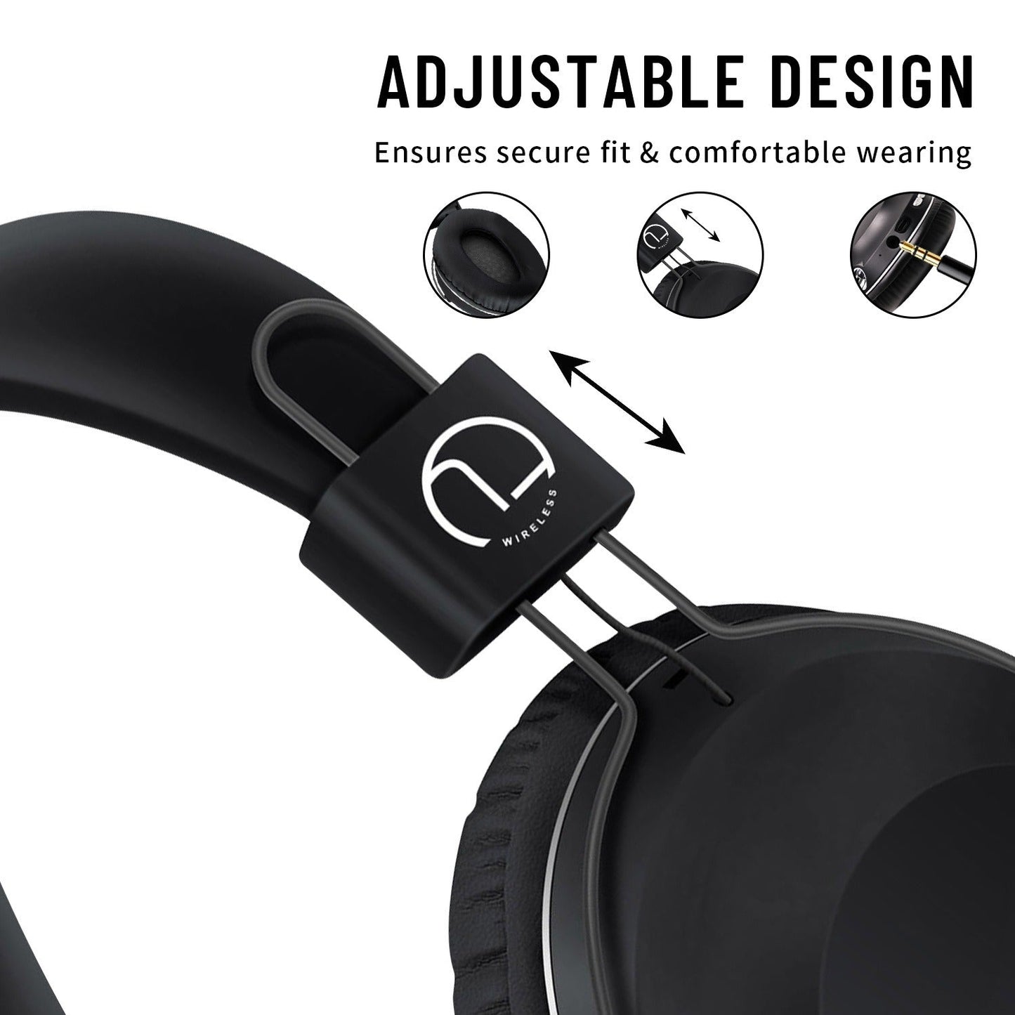AKZ-B63 Wireless Bluetooth Headset w/ Flashlight, TF Card & AUX Support, 25H Playtime, Foldable Design eprolo
