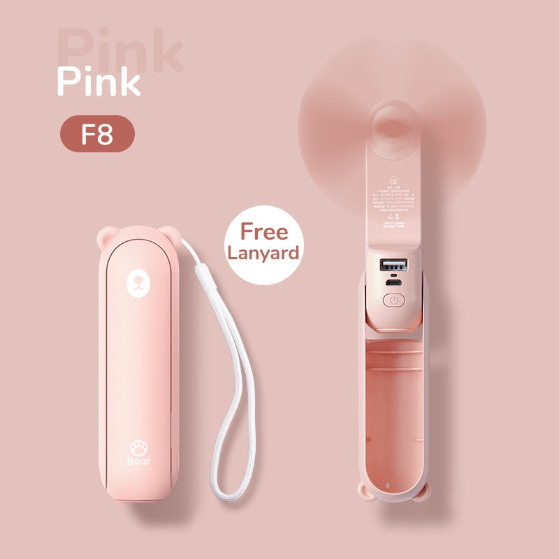 JISULIFE Bear Fan 3-in-1 Portable USB Rechargeable Handheld Fan w/ Power Bank & Flashlight eprolo