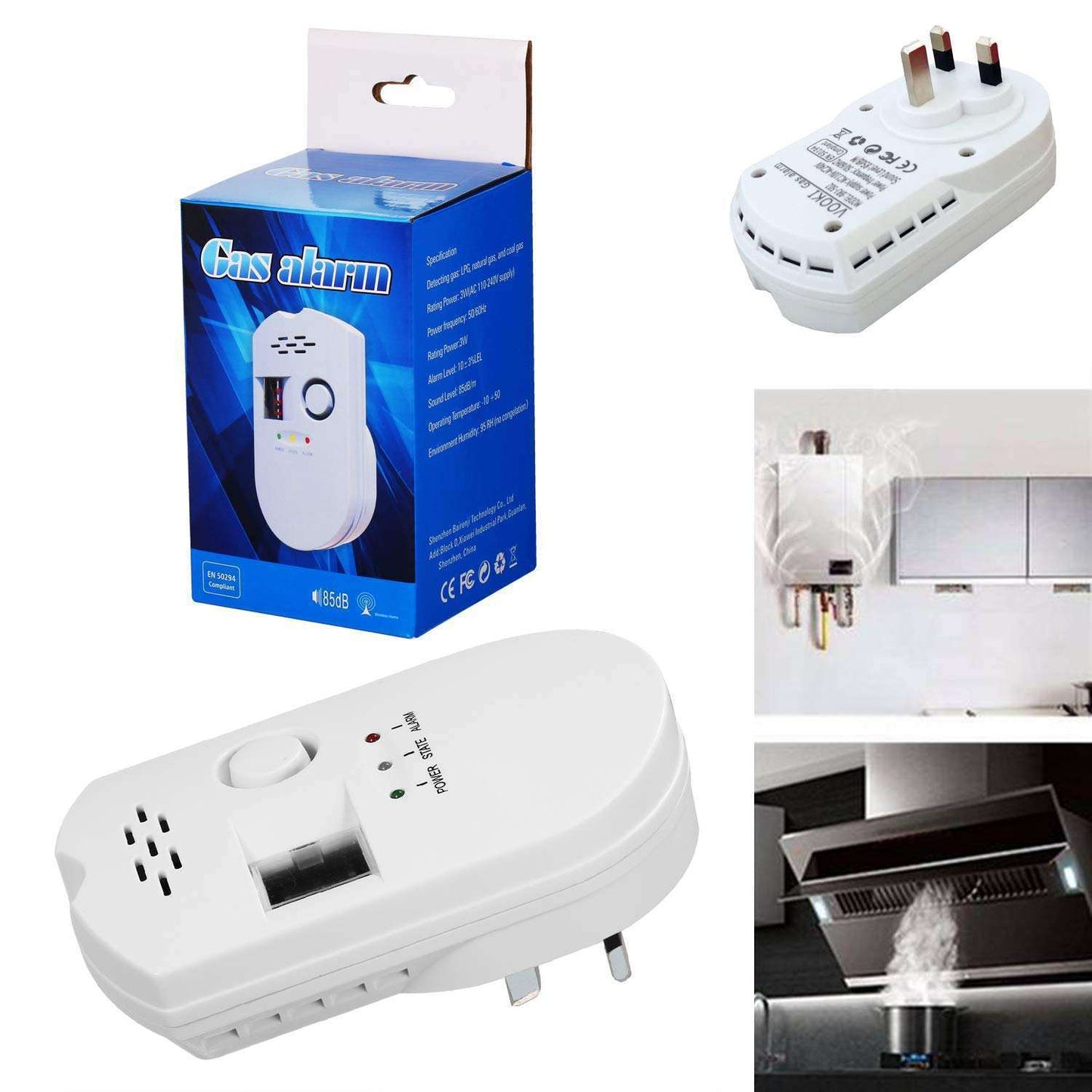 LPG Gas Leak Detector Alarm Sensor with Digital Display 110–240V Wall Mount eprolo